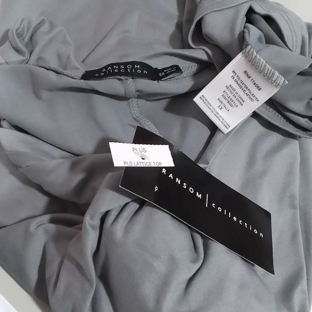 PLUS SIZE Ransom Collection Gray Plus Top NWT - Picture 4 of 8